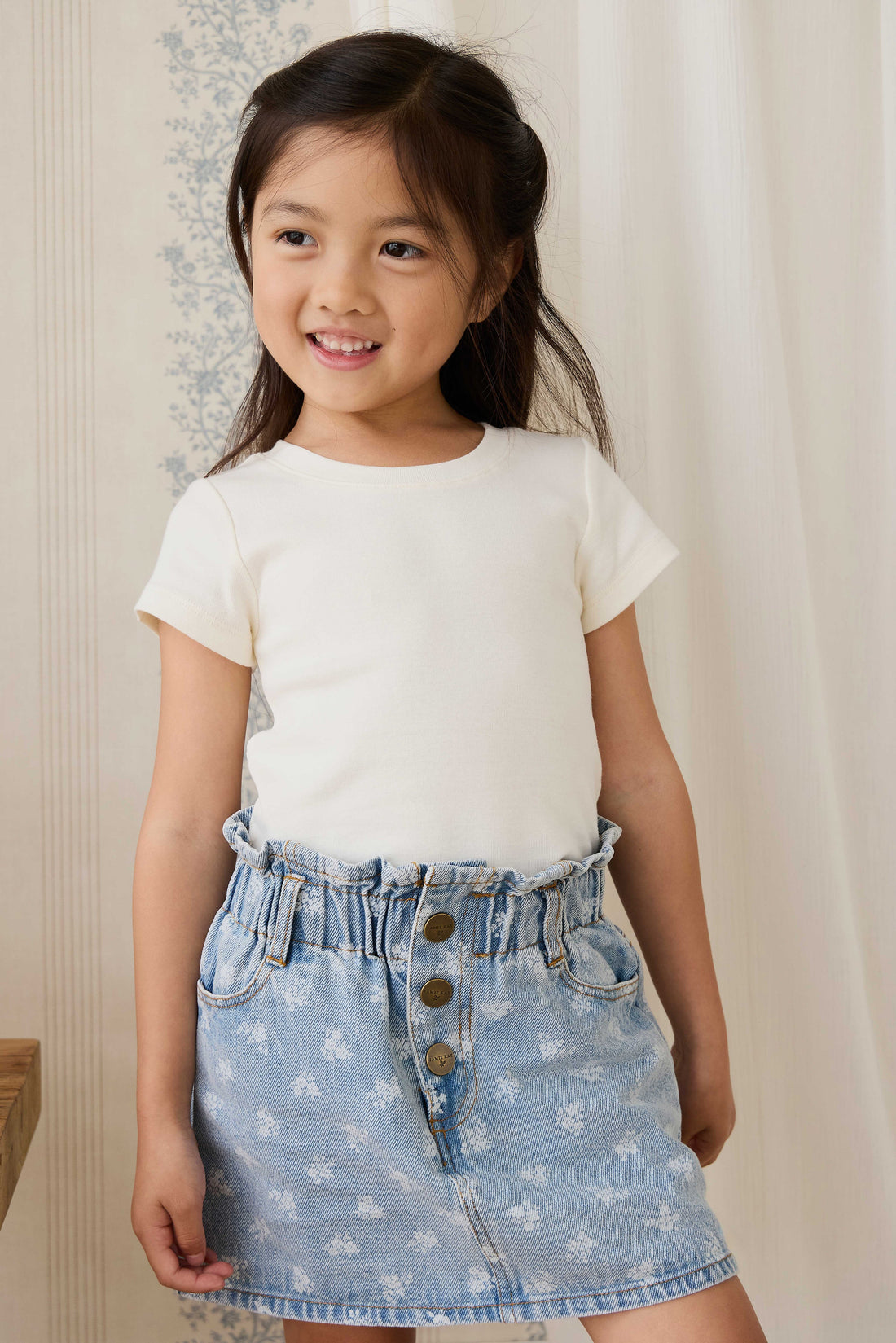 Organic Cotton Rib Helene Tee - Parchment Childrens Top from Jamie Kay Australia