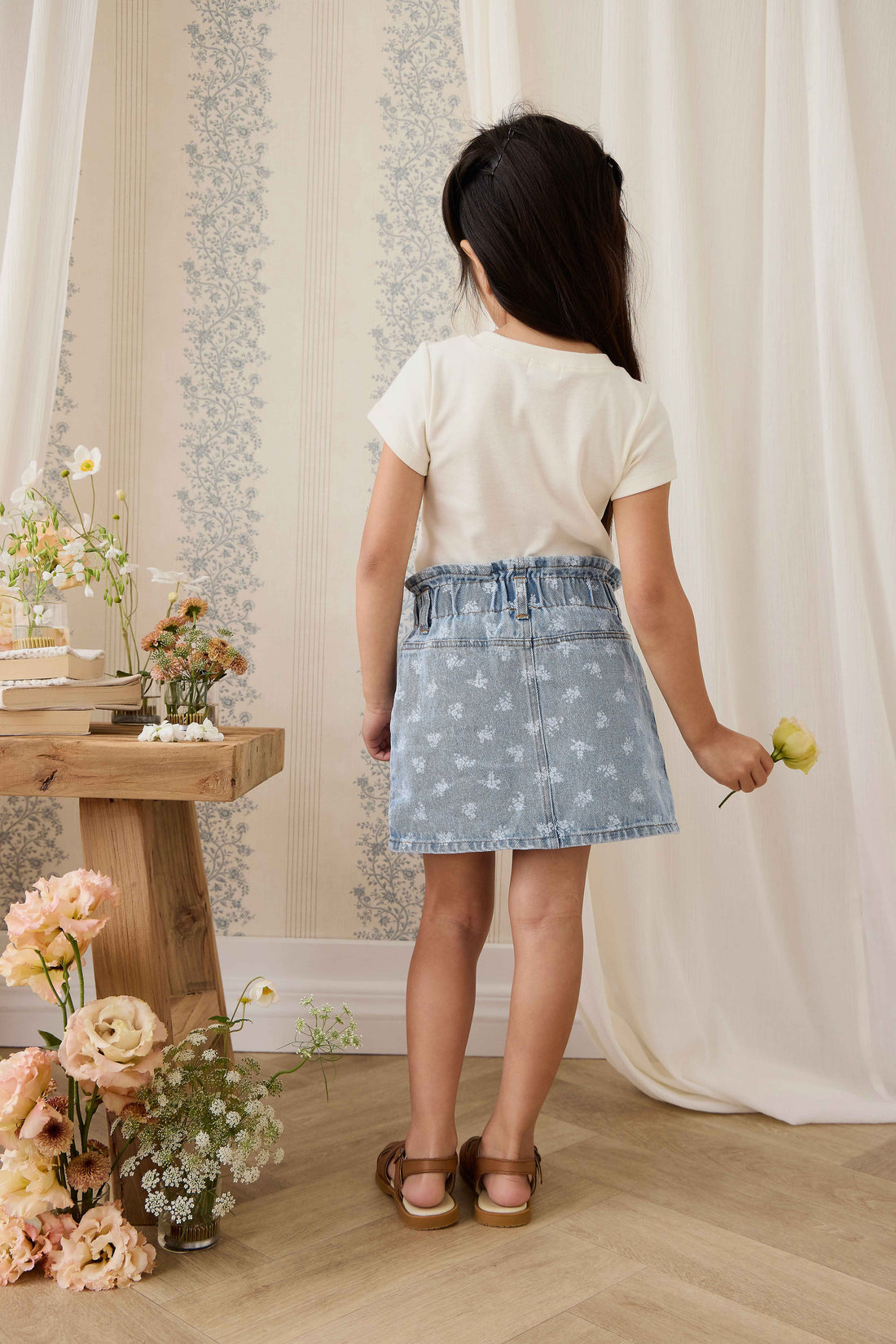 Brielle Skirt - Tully Floral Denim Childrens Skirt from Jamie Kay Australia