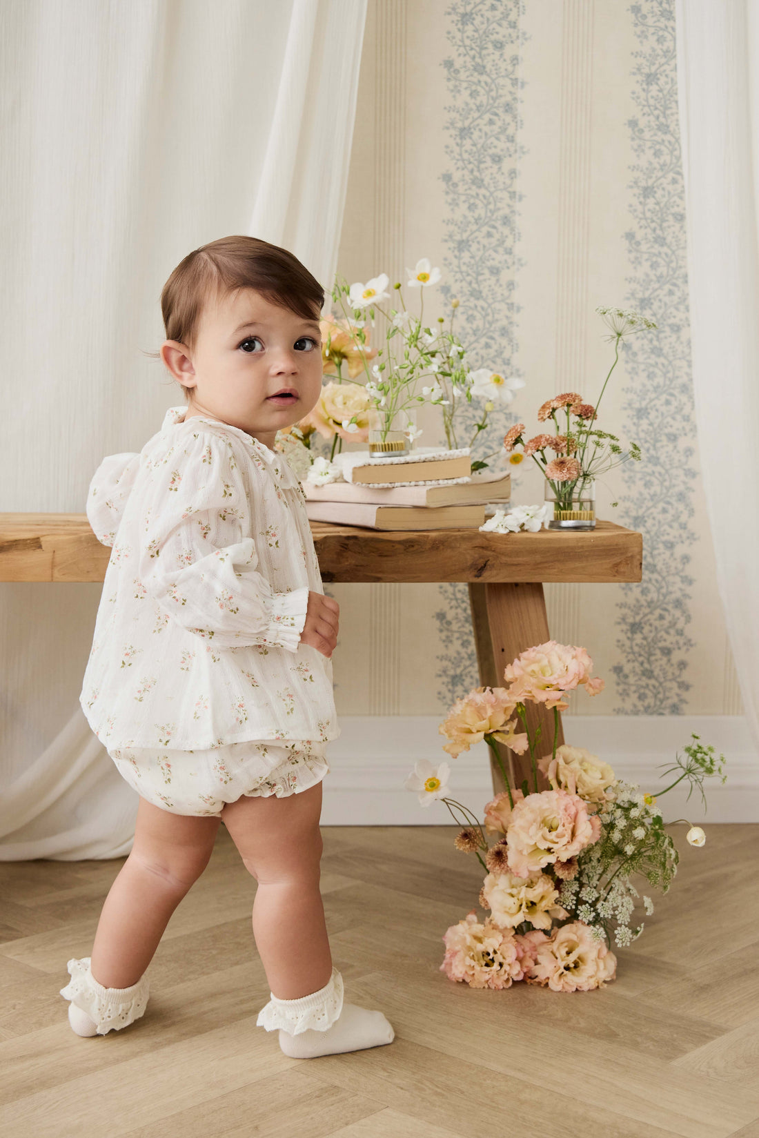 Organic Cotton Frill Bloomer - Josepha Egret Childrens Bloomer from Jamie Kay Australia
