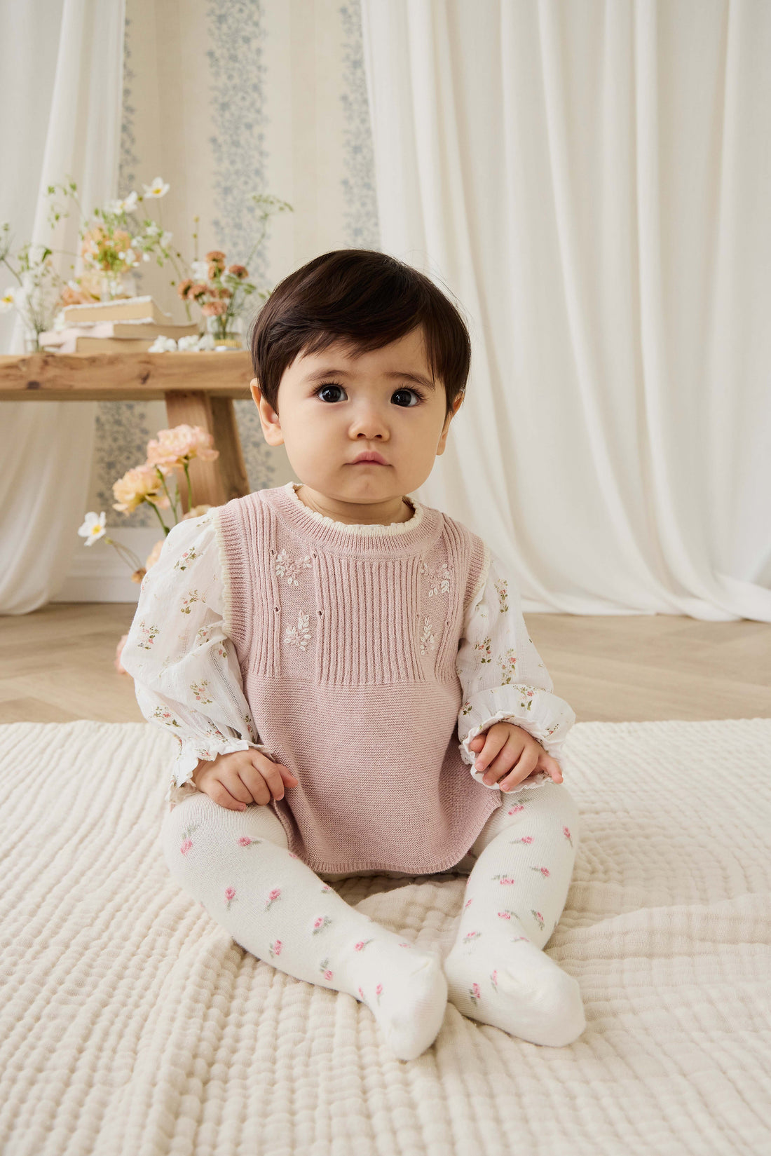 Abbie Knitted Top - Sweetpea Marle Abbie Flower Childrens Top from Jamie Kay Australia