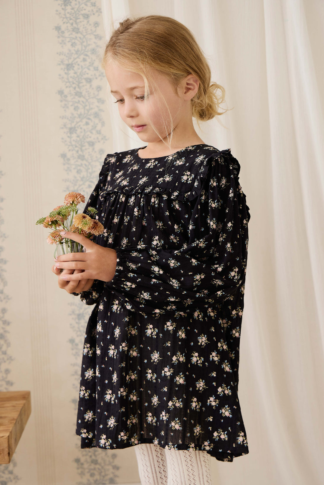 Organic Cotton Gianna Dress - Cassie Caviar Childrens Dress from Jamie Kay Australia