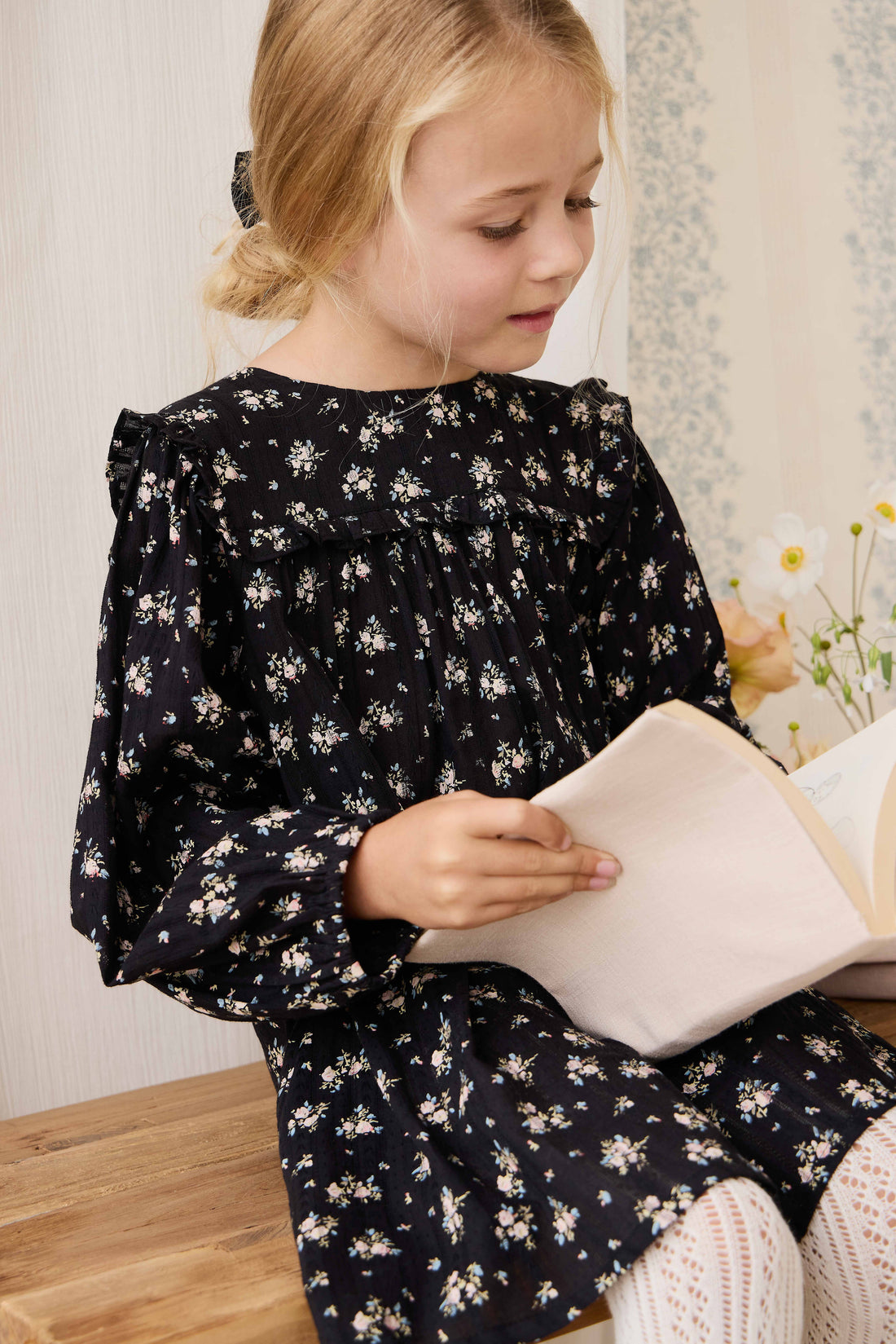 Organic Cotton Gianna Dress - Cassie Caviar Childrens Dress from Jamie Kay Australia