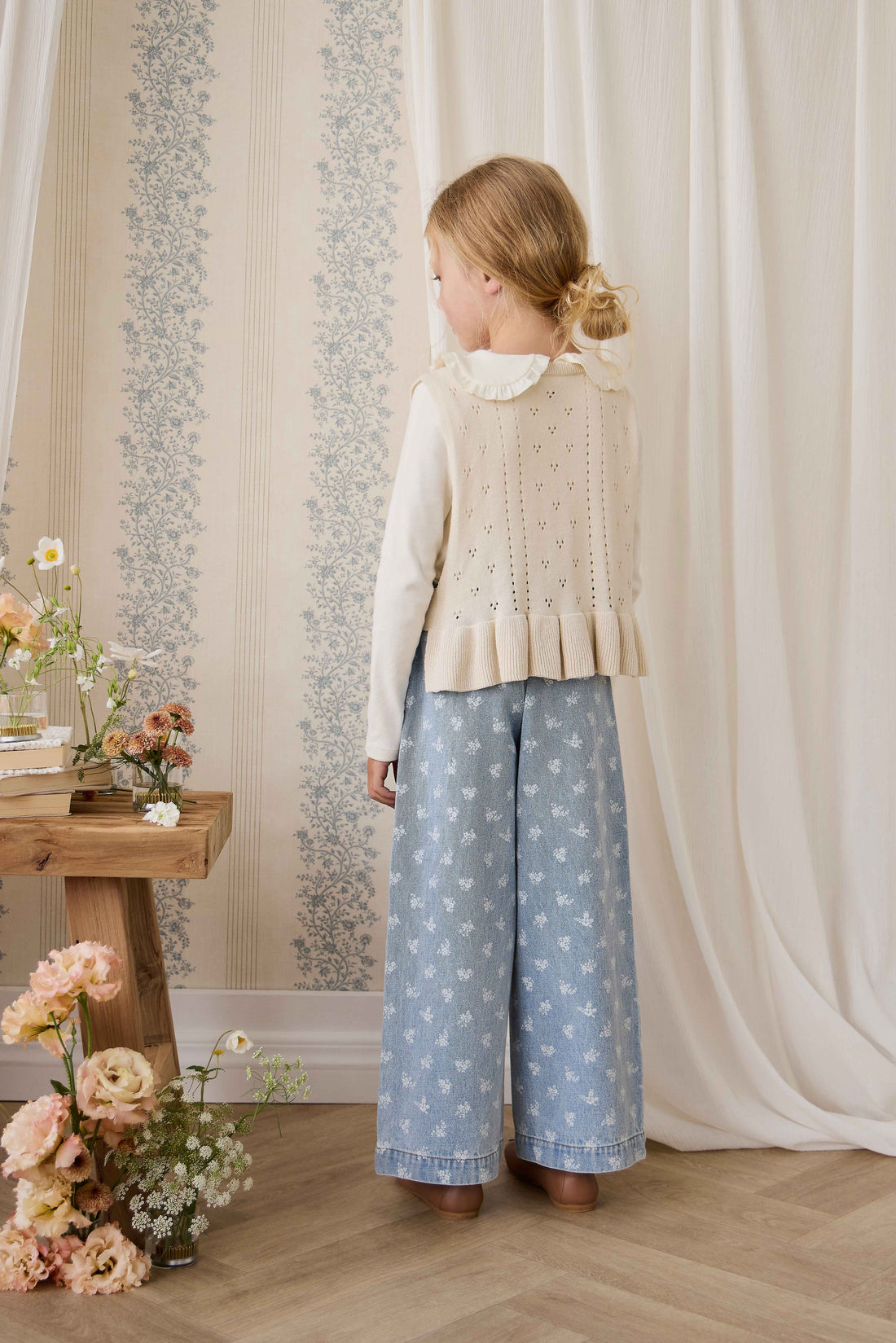 Theodora Pant - Tully Floral Denim Childrens Pant from Jamie Kay Australia