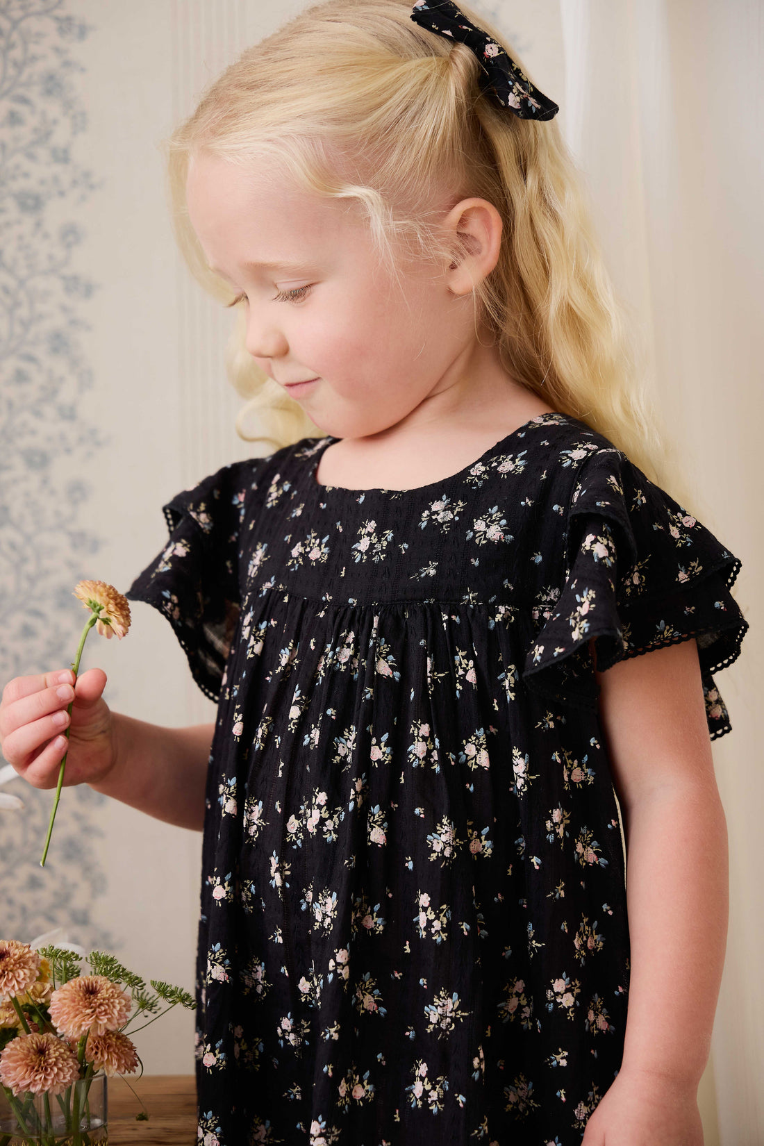 Organic Cotton Caroline Dress - Cassie Caviar Childrens Dress from Jamie Kay Australia