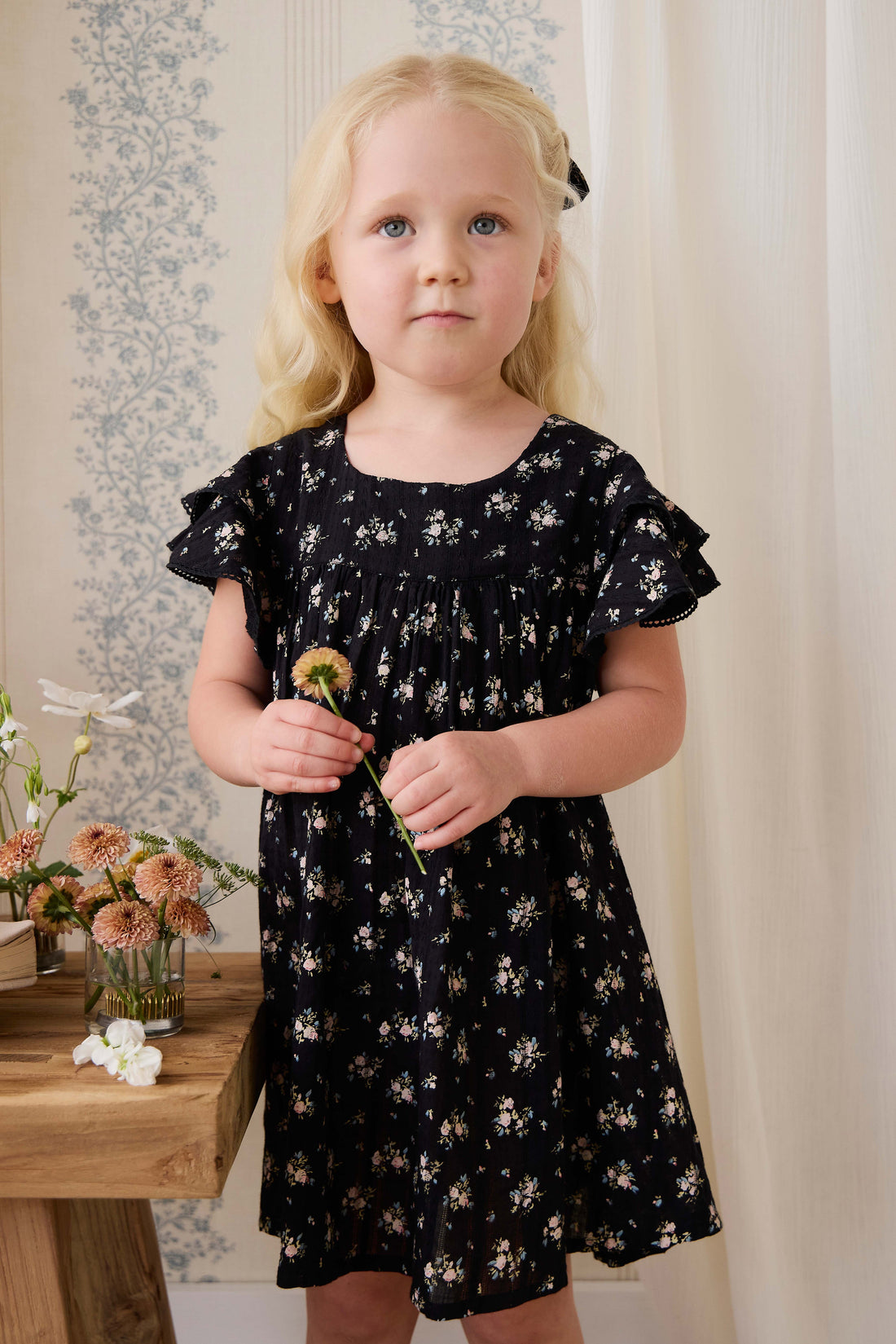 Organic Cotton Caroline Dress - Cassie Caviar Childrens Dress from Jamie Kay Australia