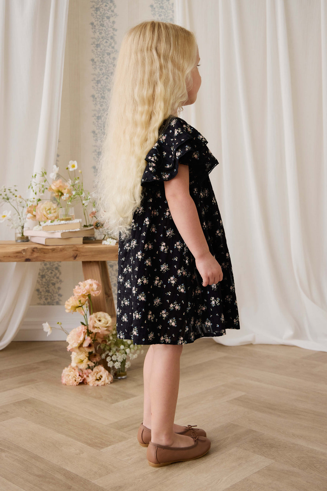 Organic Cotton Caroline Dress - Cassie Caviar Childrens Dress from Jamie Kay Australia