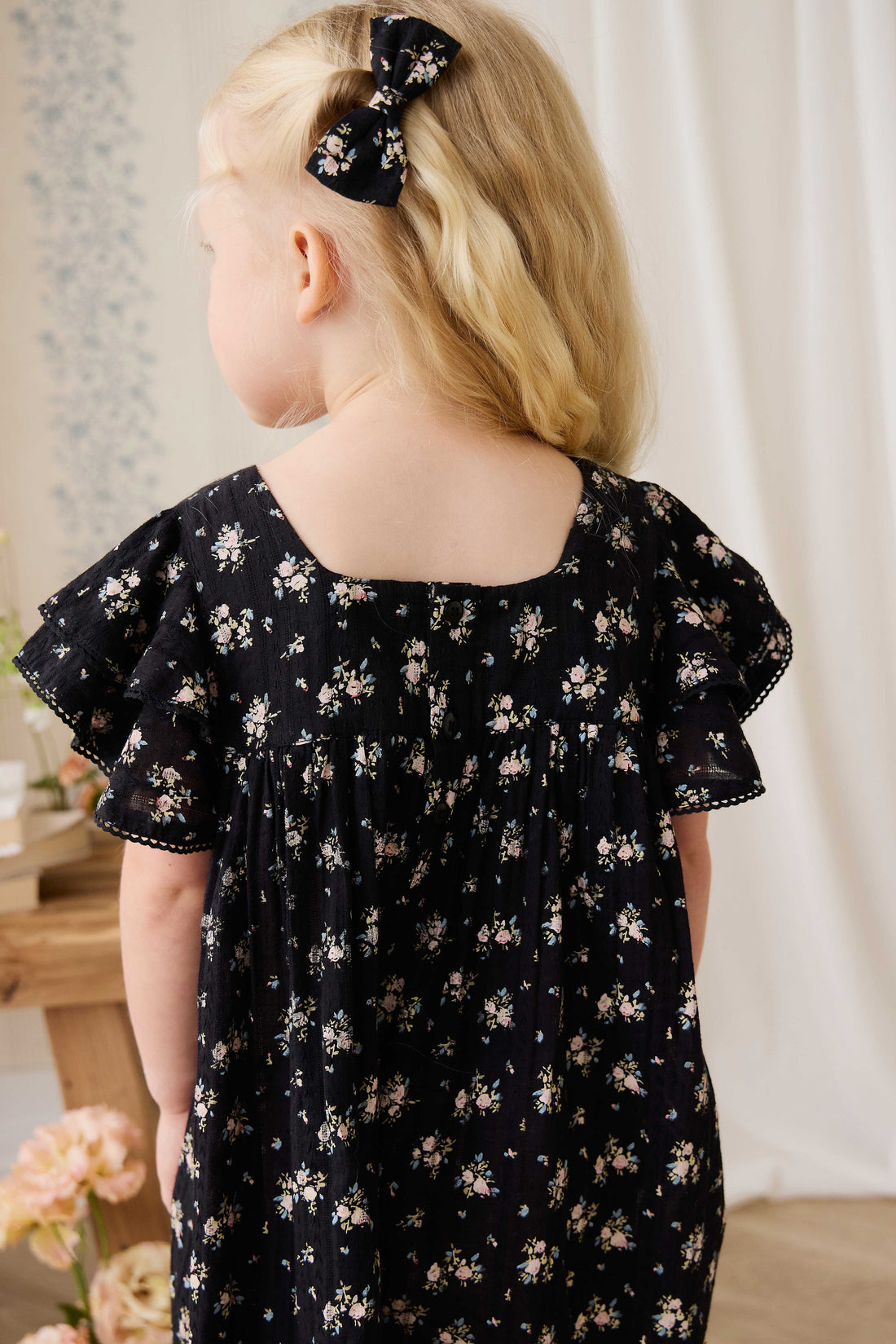 Organic Cotton Caroline Dress - Cassie Caviar Childrens Dress from Jamie Kay Australia
