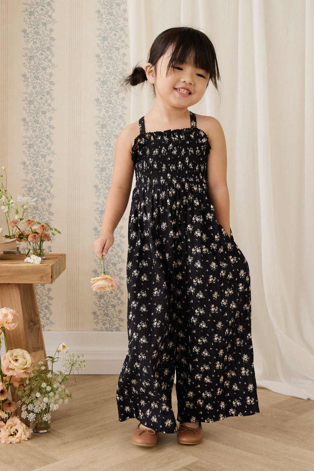 Organic Cotton Gianna Jumpsuit - Cassie Caviar Childrens Jumpsuit from Jamie Kay Australia