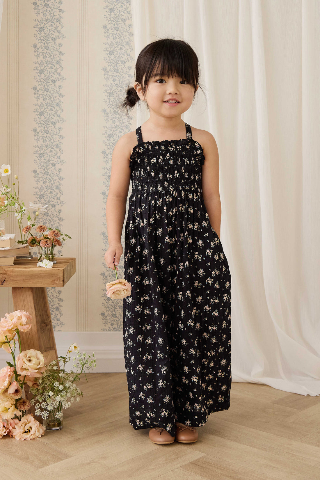 Organic Cotton Gianna Jumpsuit - Cassie Caviar Childrens Jumpsuit from Jamie Kay Australia