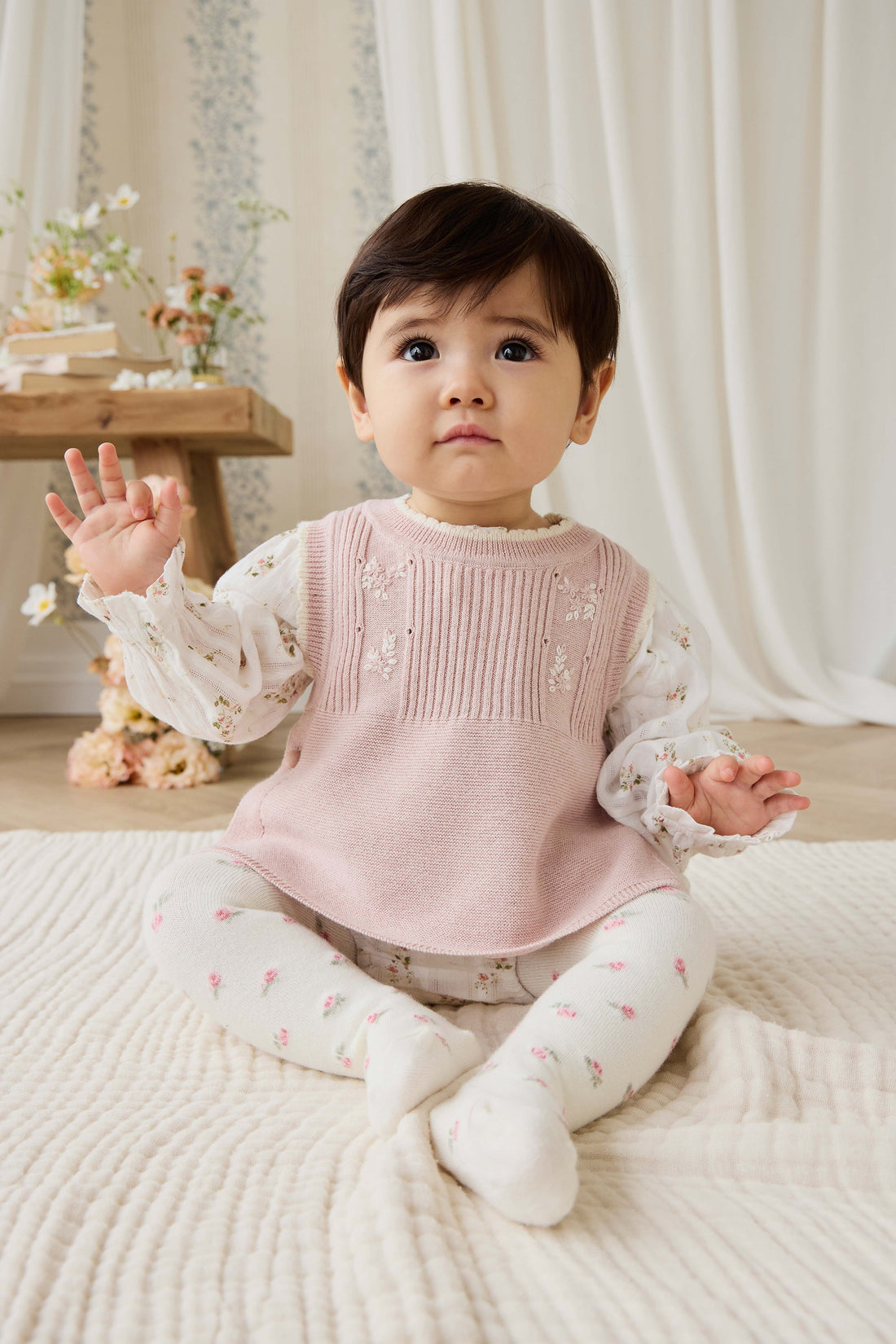Abbie Knitted Top - Sweetpea Marle Abbie Flower Childrens Top from Jamie Kay Australia