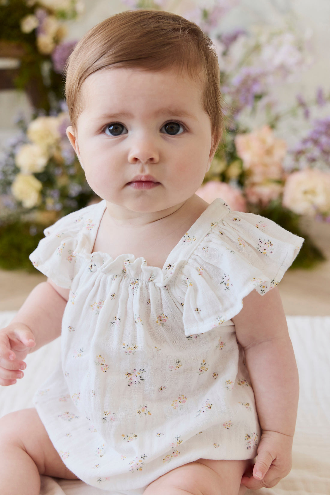 Organic Cotton Muslin Harriet Playsuit - Ayla Whisper Childrens Playsuit from Jamie Kay Australia