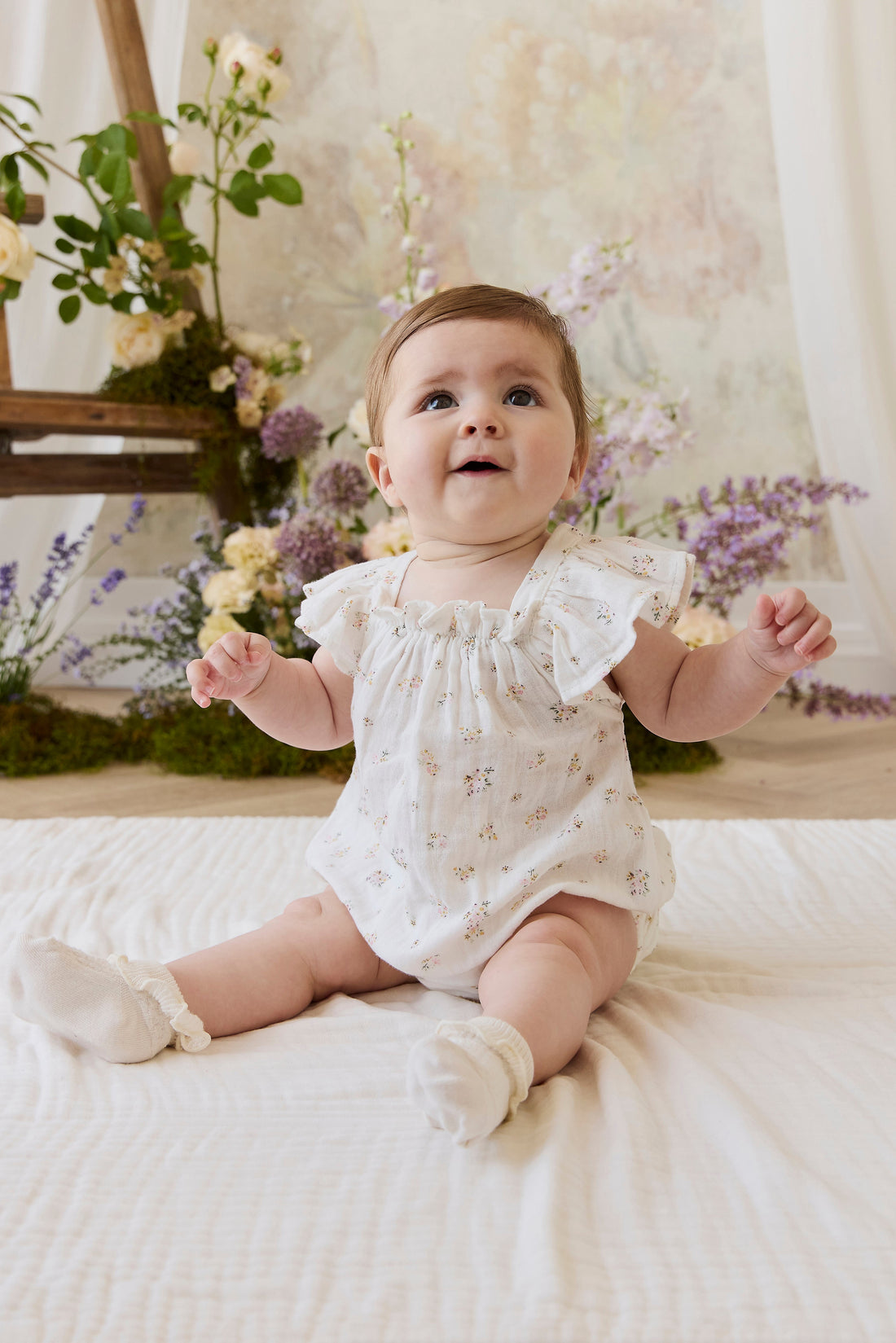 Organic Cotton Muslin Harriet Playsuit - Ayla Whisper Childrens Playsuit from Jamie Kay Australia