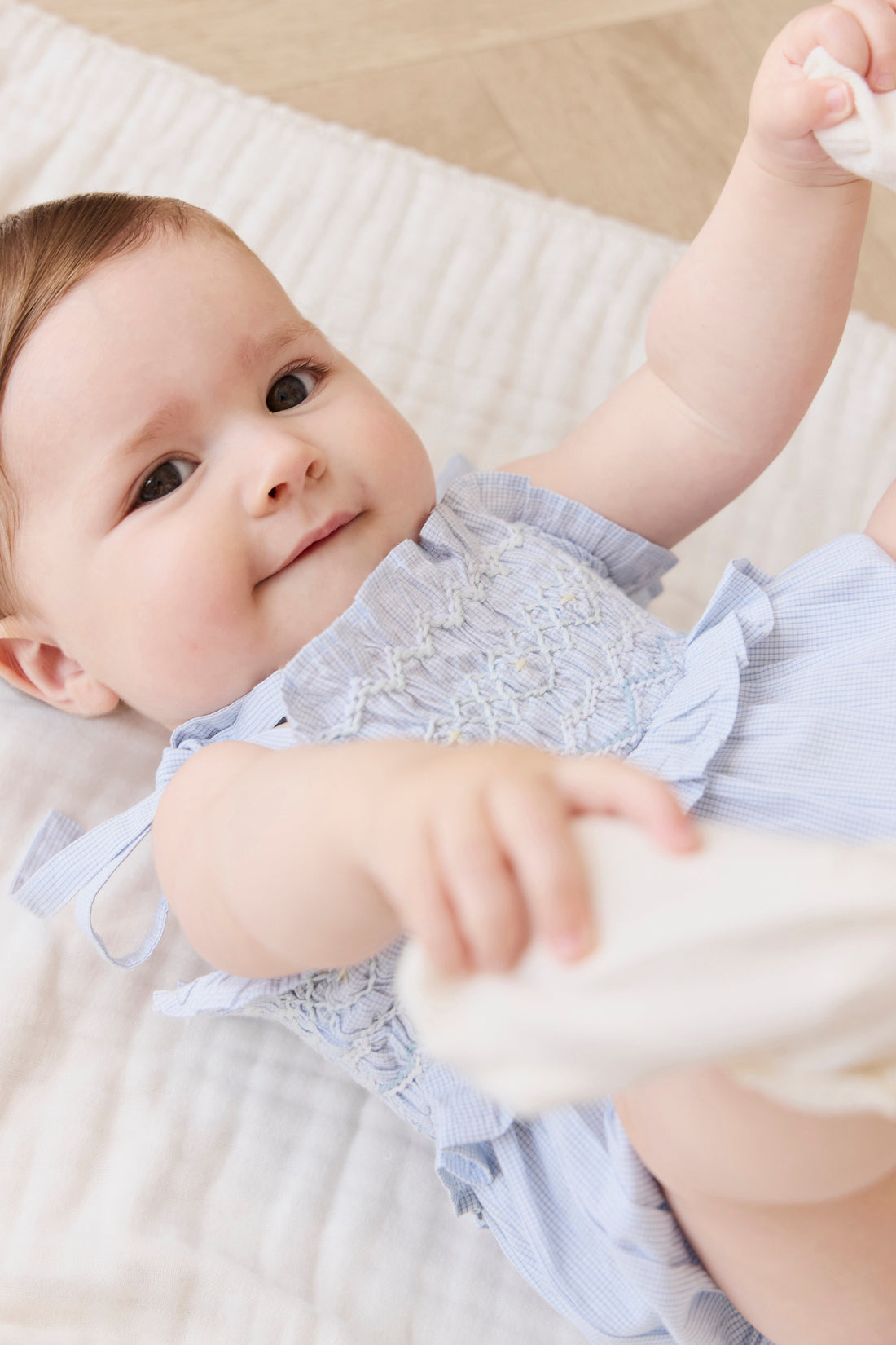 Organic Cotton Desiree Playsuit - Petite Check Childrens Playsuit from Jamie Kay Australia