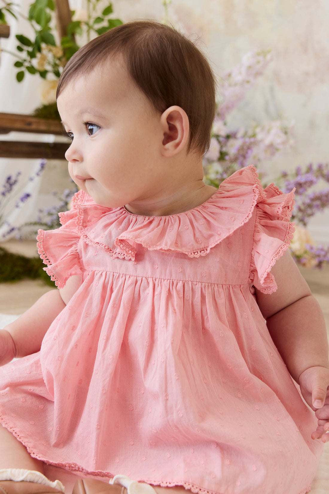 Organic Cotton Frannie Playsuit - Swiss Pink Childrens Playsuit from Jamie Kay Australia
