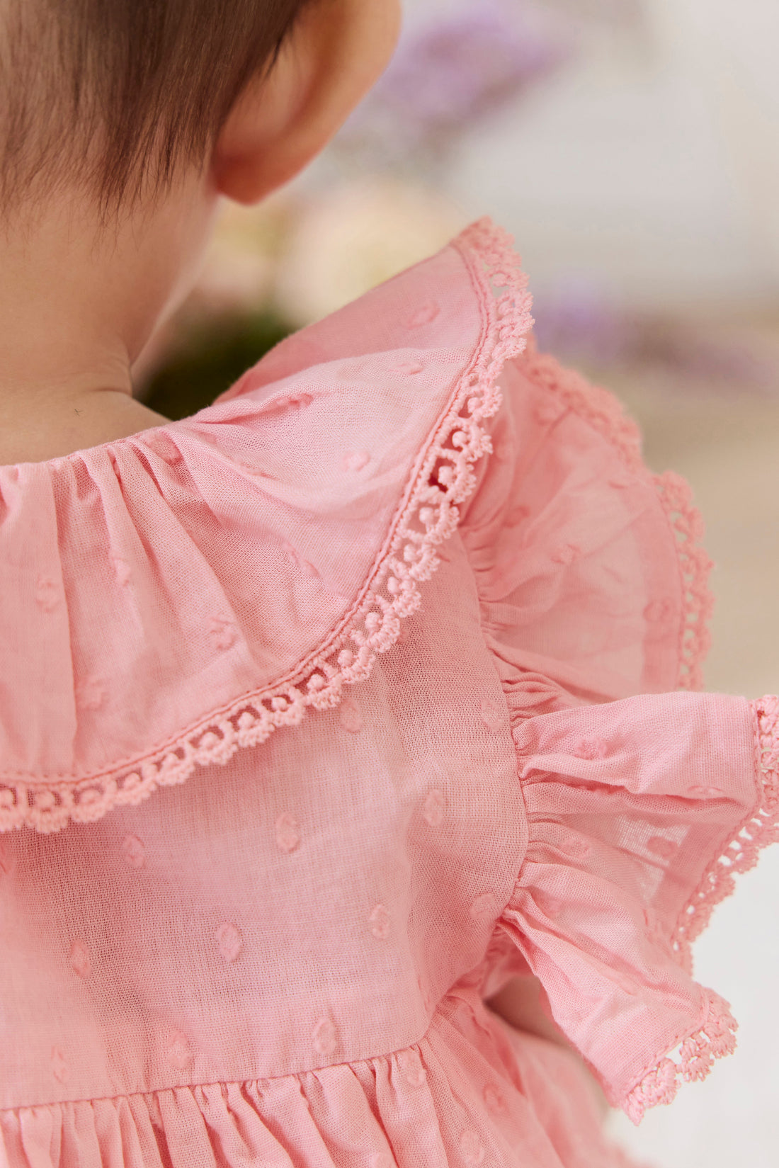 Organic Cotton Frannie Playsuit - Swiss Pink Childrens Playsuit from Jamie Kay Australia