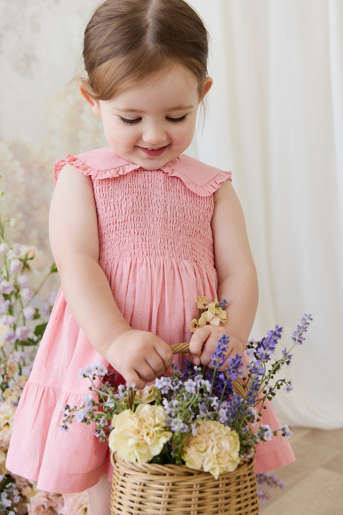 Organic Cotton Claudine Dress - Swiss Pink Childrens Dress from Jamie Kay Australia