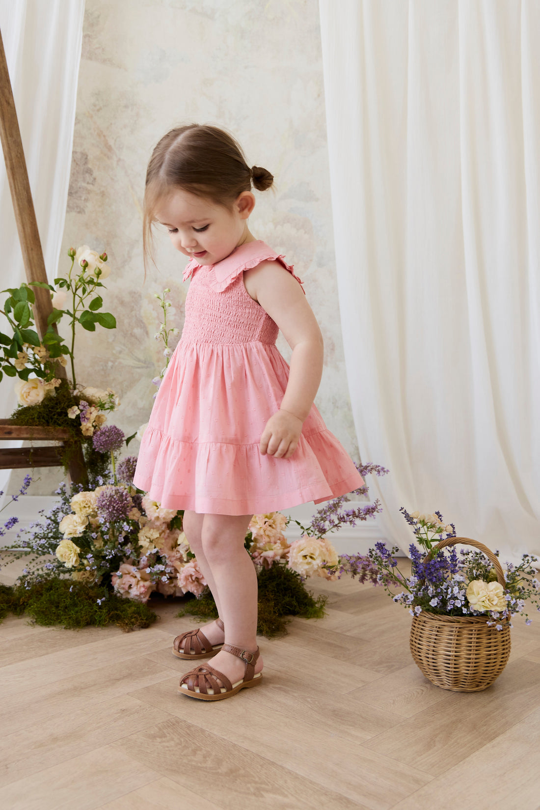 Organic Cotton Claudine Dress - Swiss Pink Childrens Dress from Jamie Kay Australia