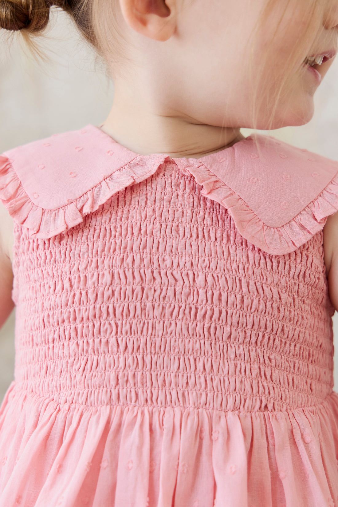 Organic Cotton Claudine Dress - Swiss Pink Childrens Dress from Jamie Kay Australia