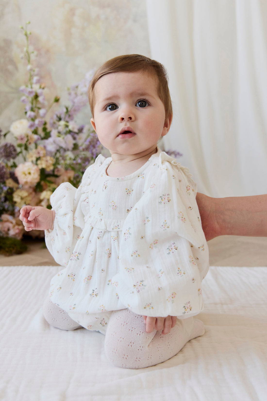 Organic Cotton Muslin Frances Playsuit-Ayla Whisper Childrens Playsuit from Jamie Kay Australia