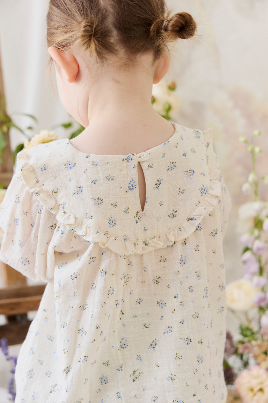 Organic Cotton Nathalie Blouse - Juniper Fields Blue Childrens Top from Jamie Kay Australia