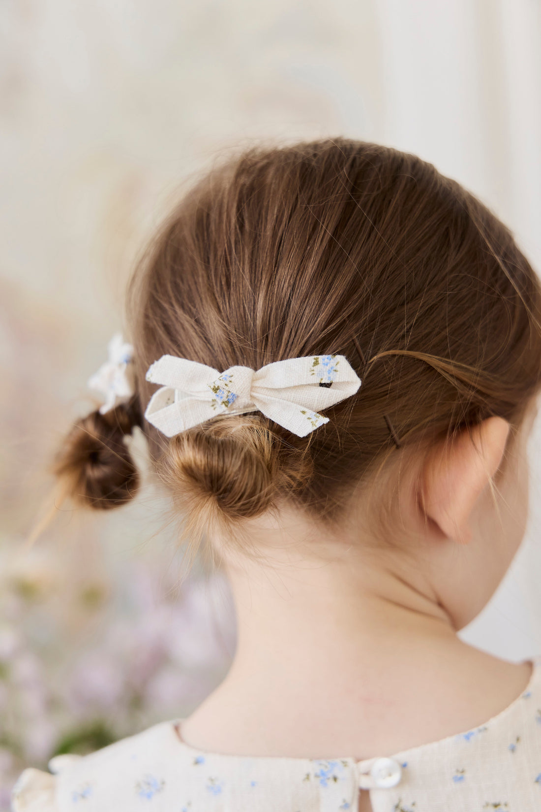 Organic Cotton Nathalie Bow - Juniper Fields Blue Childrens Hair Bow from Jamie Kay Australia