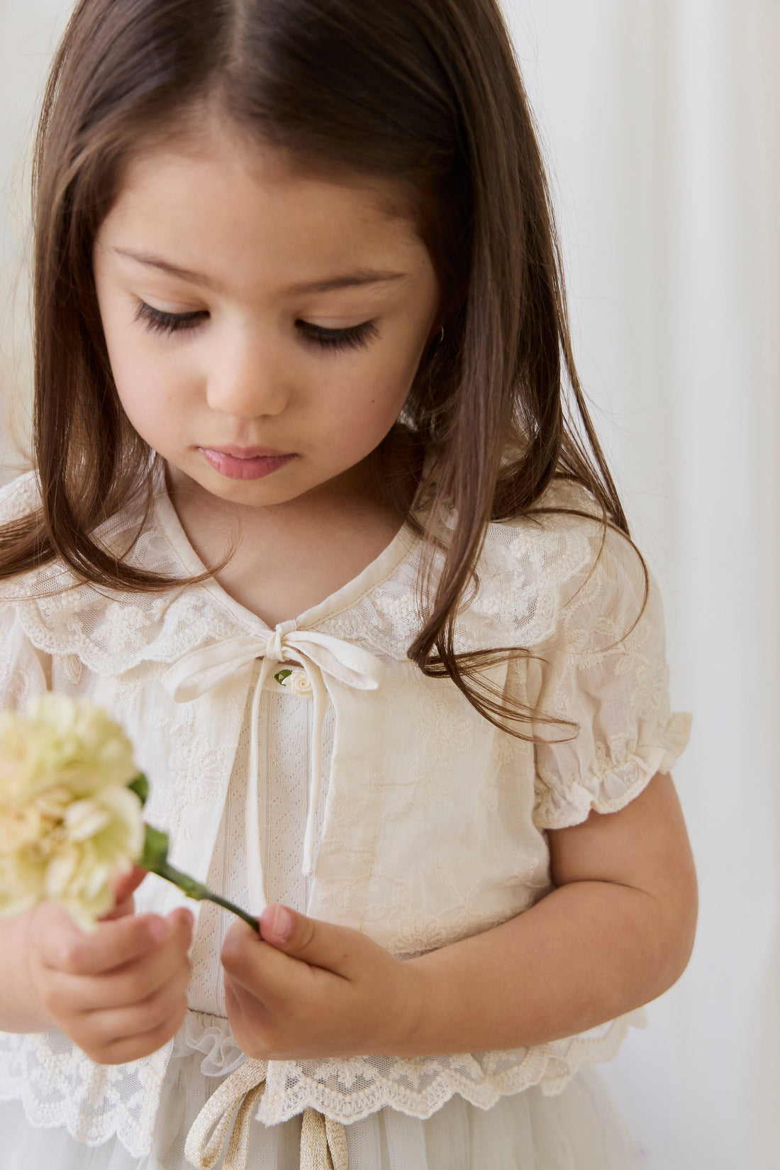 Organic Cotton Josephine Singlet - Sweet Heart Pointelle Parchment Childrens Singlet from Jamie Kay Australia