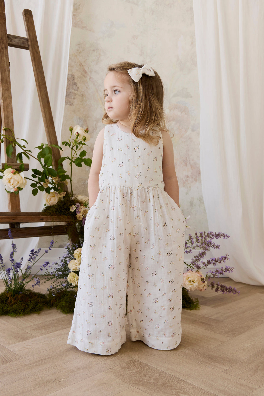 Organic Cotton Muslin Marceline Jumpsuit - Ayla Whisper Childrens Jumpsuit from Jamie Kay Australia