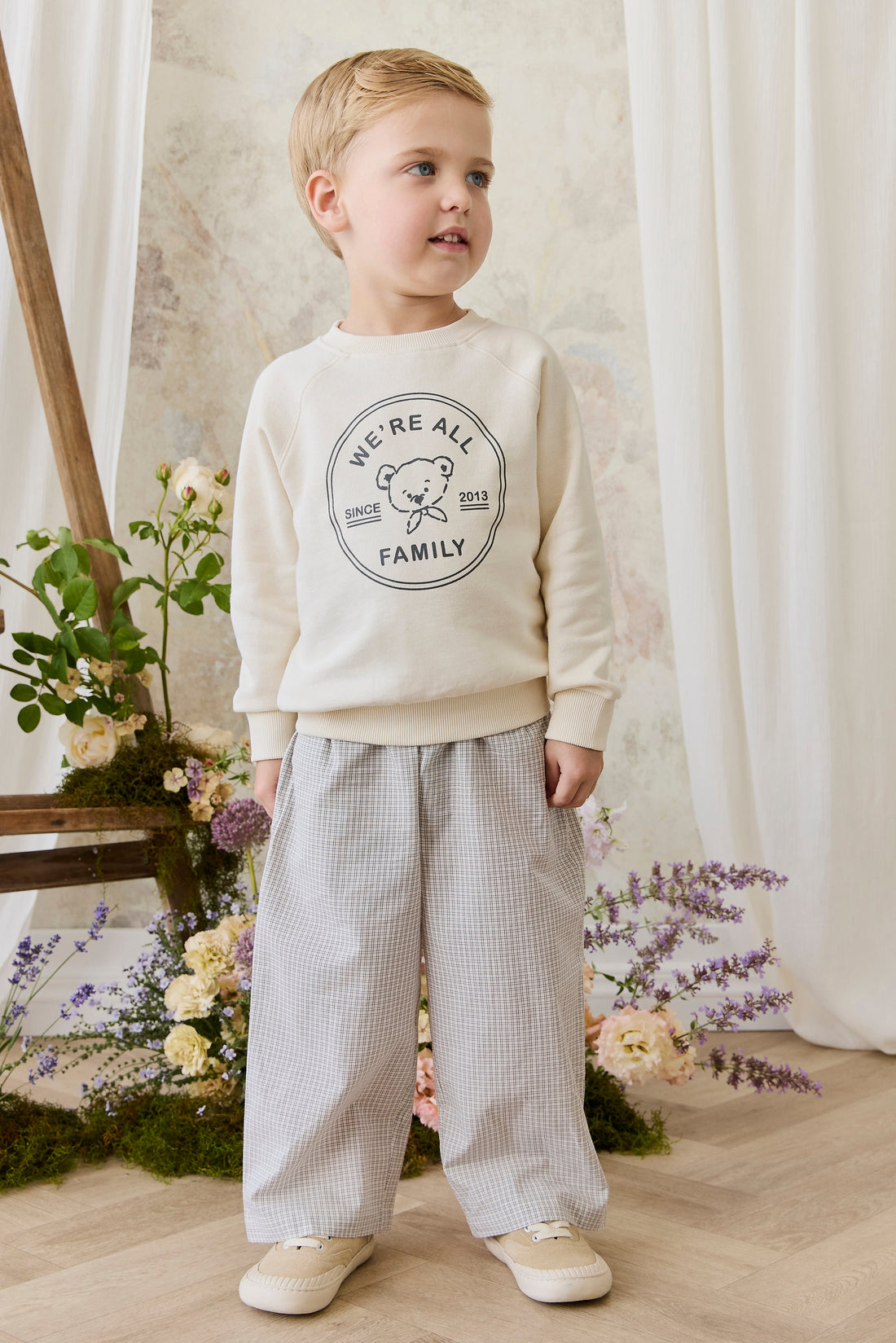 Organic Cotton Hayes Sweatshirt - We're All Family Cloud Childrens Top from Jamie Kay Australia