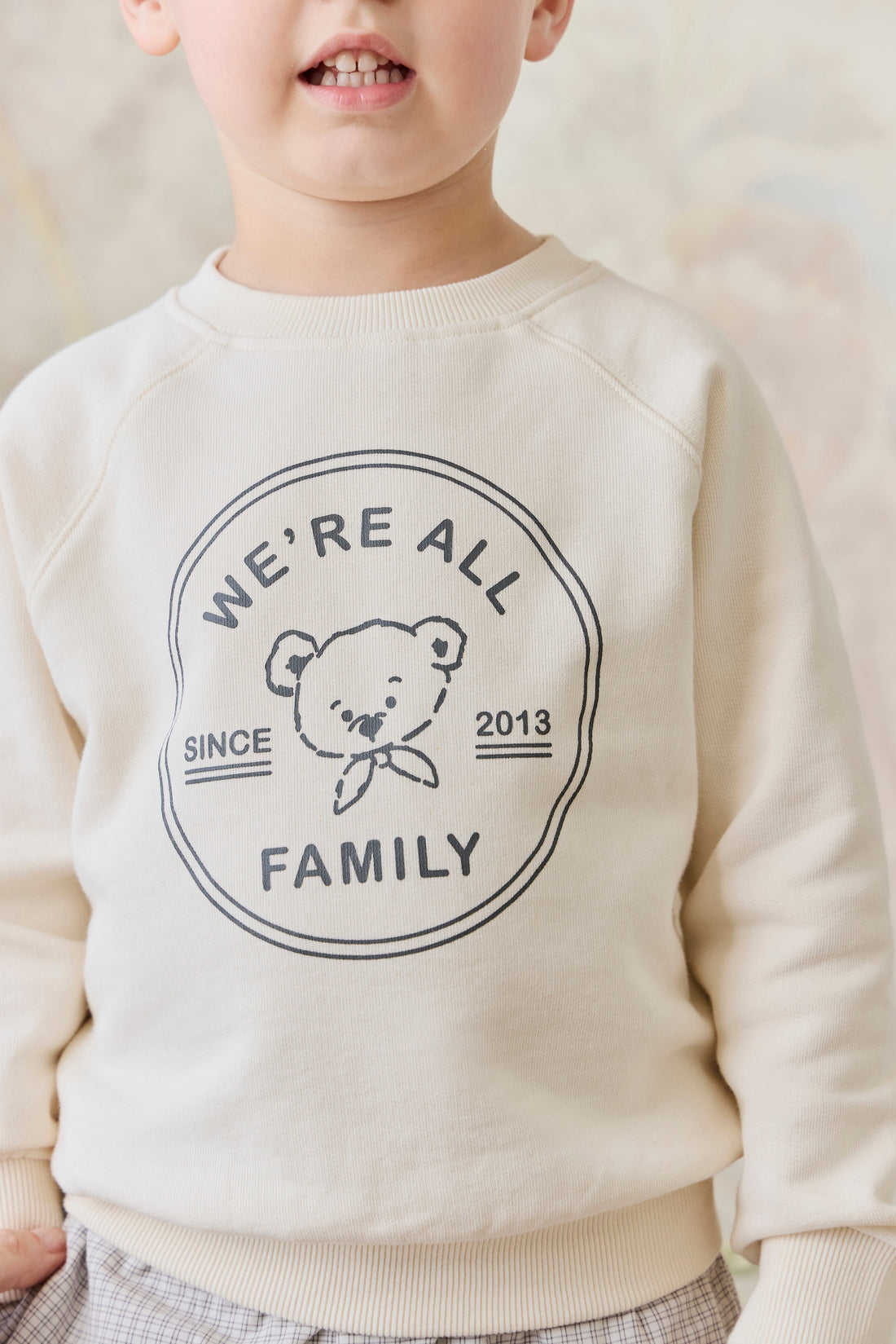 Organic Cotton Hayes Sweatshirt - We're All Family Cloud Childrens Top from Jamie Kay Australia