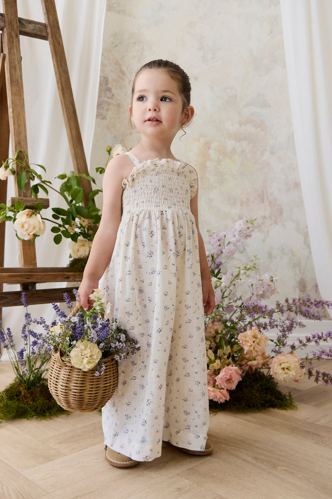 Organic Cotton Arabella Jumpsuit - Juniper Fields Blue Childrens Jumpsuit from Jamie Kay Australia