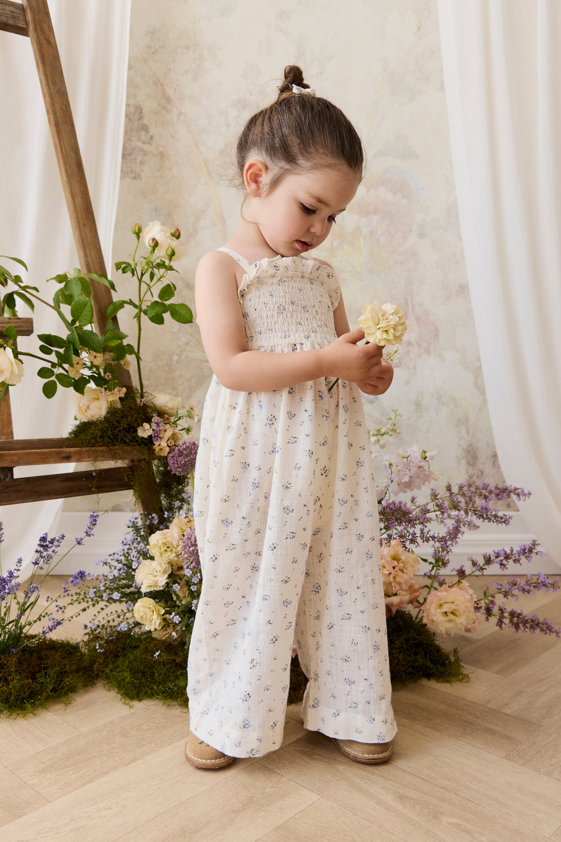Organic Cotton Arabella Jumpsuit - Juniper Fields Blue Childrens Jumpsuit from Jamie Kay Australia