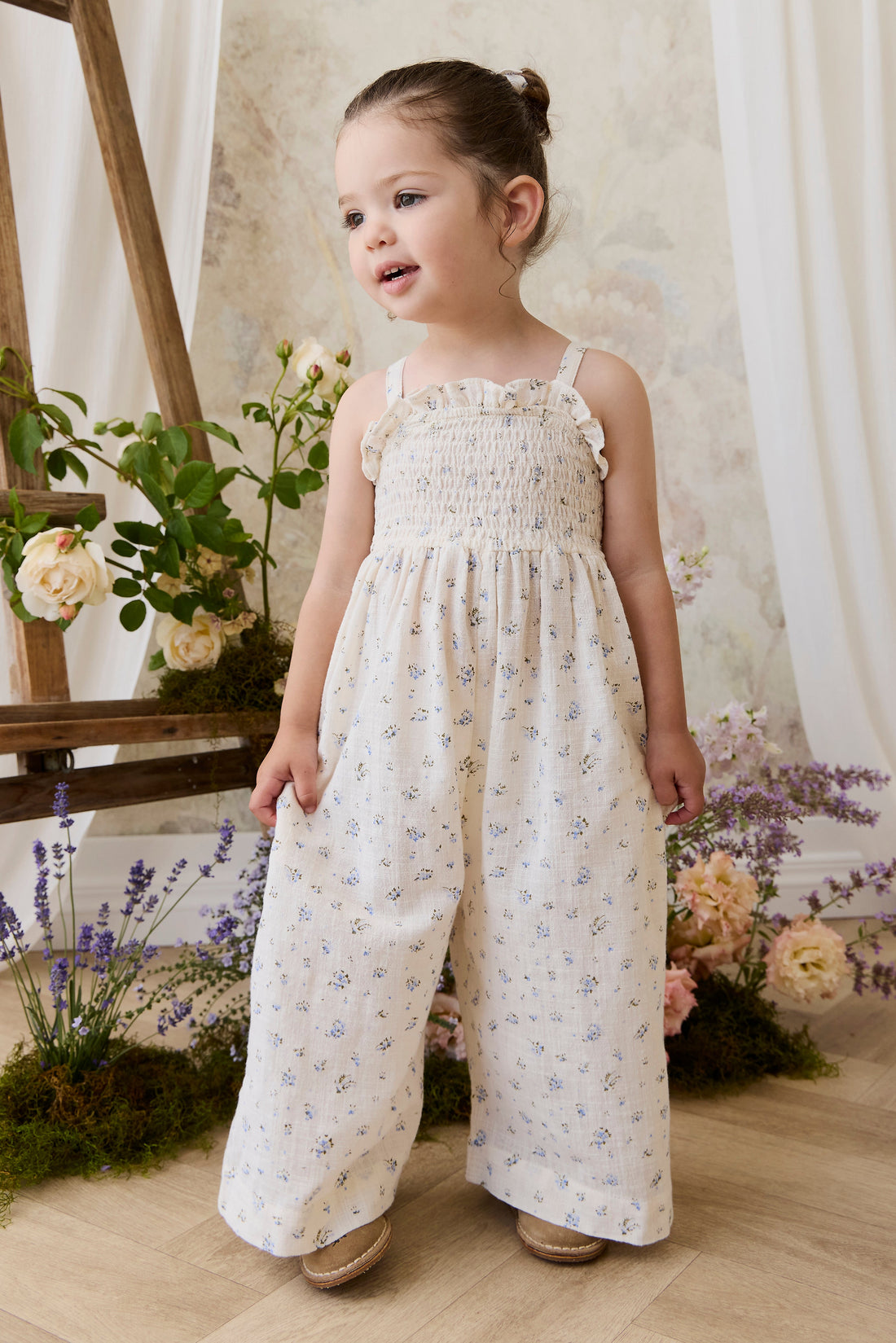 Organic Cotton Arabella Jumpsuit - Juniper Fields Blue Childrens Jumpsuit from Jamie Kay Australia