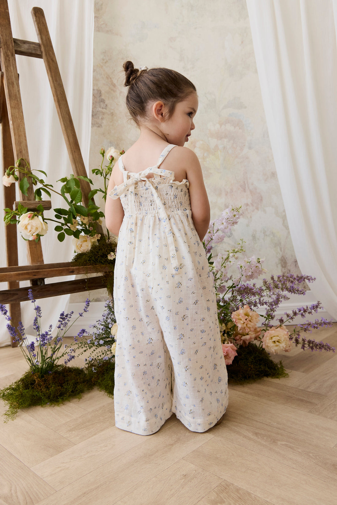 Organic Cotton Arabella Jumpsuit - Juniper Fields Blue Childrens Jumpsuit from Jamie Kay Australia