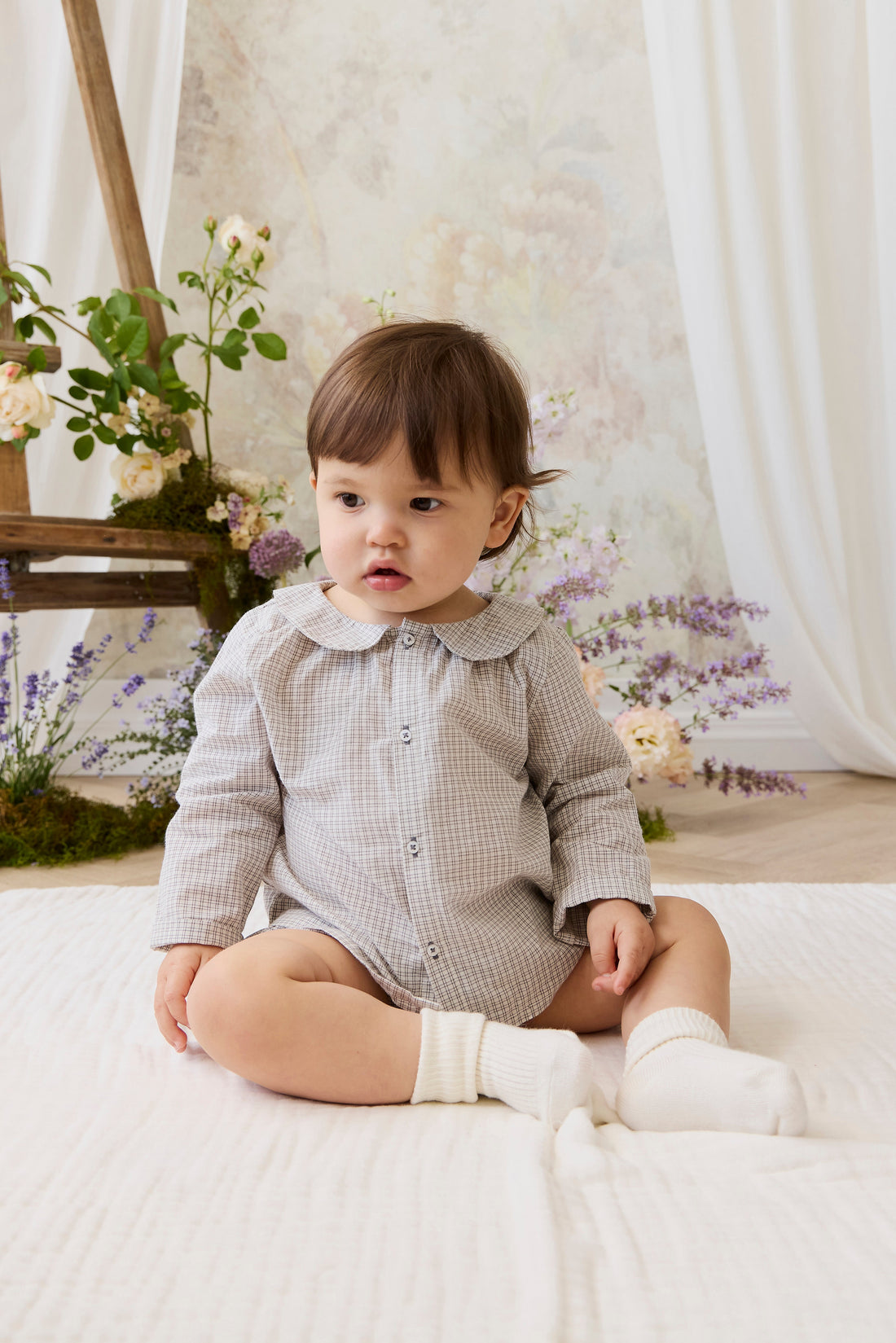Organic Cotton Gabriel Top - Cloud Check Childrens Top from Jamie Kay Australia