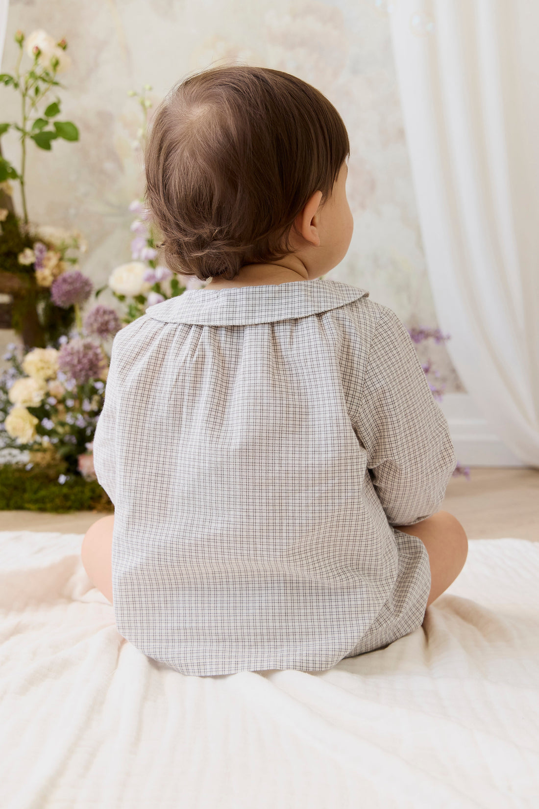 Organic Cotton Gabriel Top - Cloud Check Childrens Top from Jamie Kay Australia