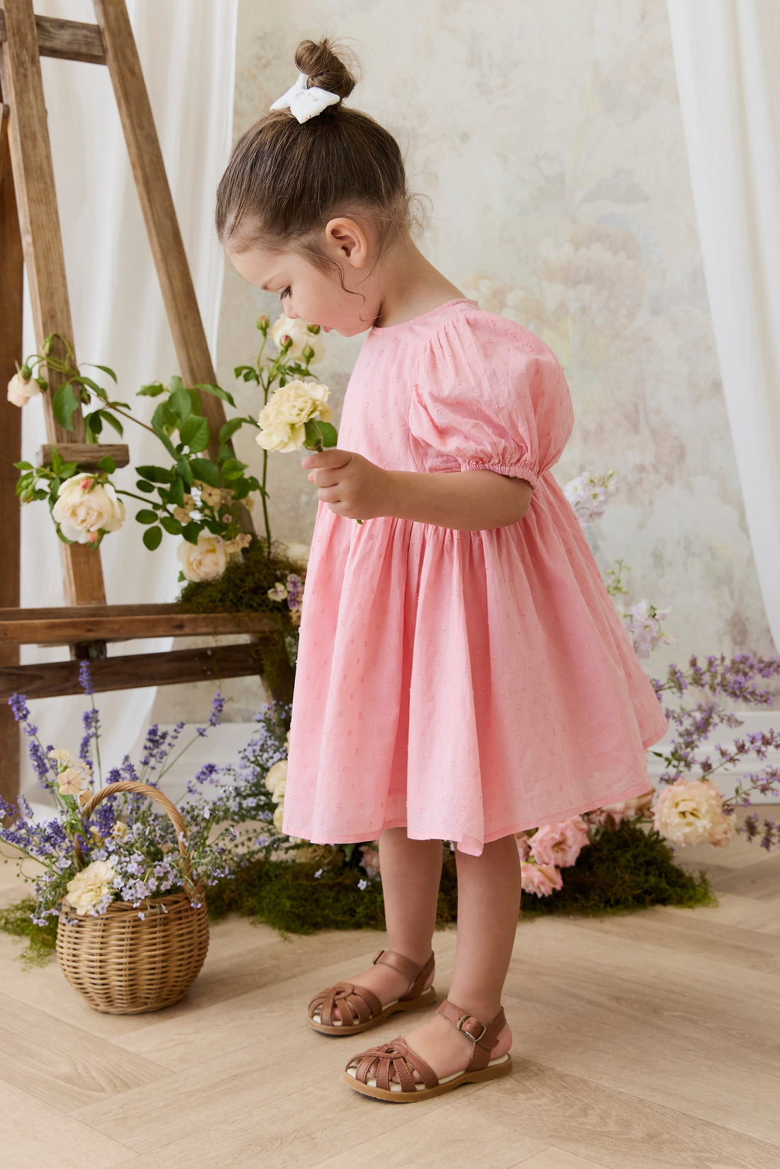 Organic Cotton Frannie Dress - Swiss Pink Childrens Dress from Jamie Kay Australia