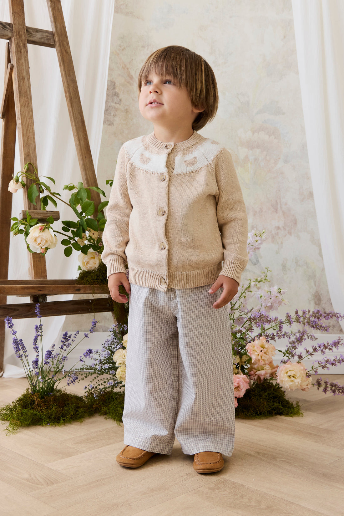 Organic Cotton Kenji Pant - Cloud Check Childrens Pant from Jamie Kay Australia