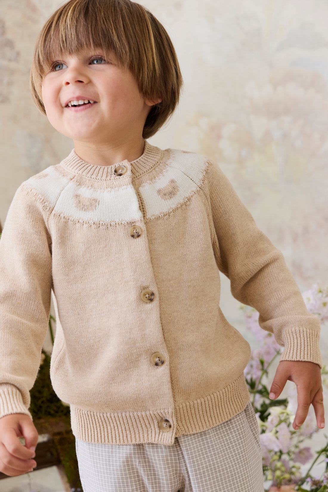 Riley Cardigan - Riley Jacquard - Wheaten Marle Childrens Cardigan from Jamie Kay Australia