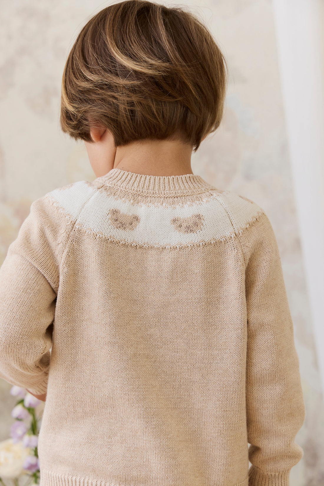 Riley Cardigan - Riley Jacquard - Wheaten Marle Childrens Cardigan from Jamie Kay Australia