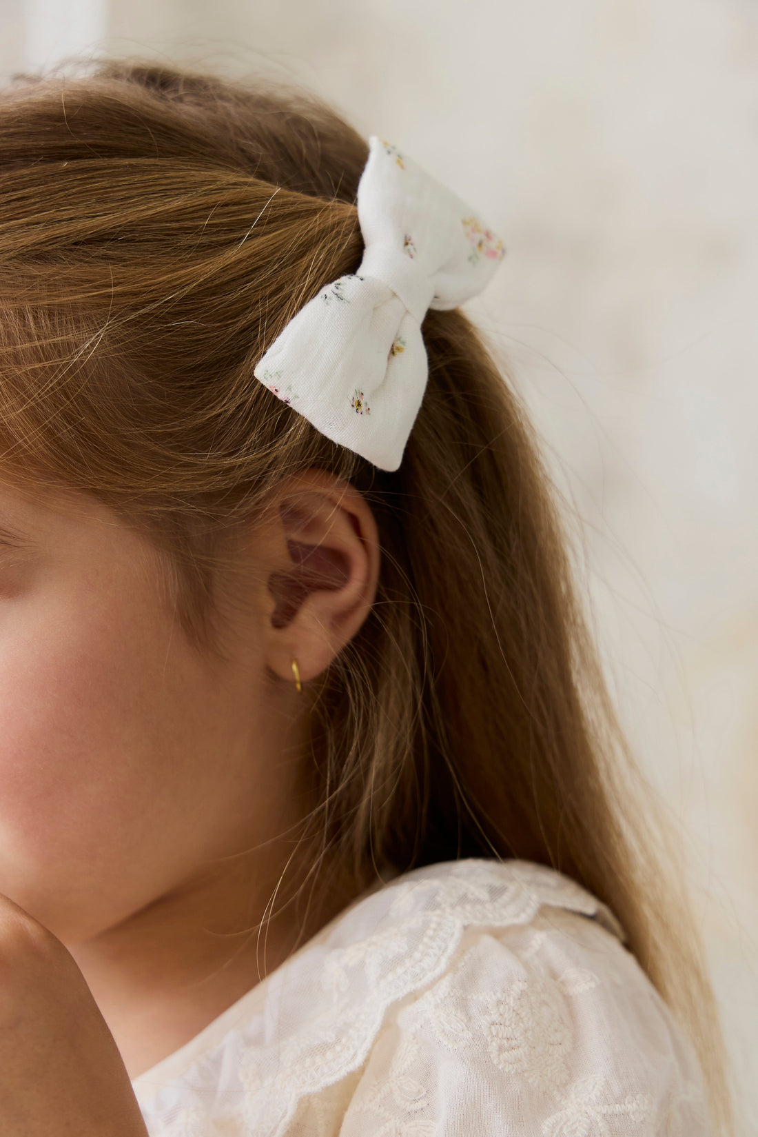 Organic Cotton Desiree Bow - Ayla Whisper Childrens Hair Bow from Jamie Kay Australia