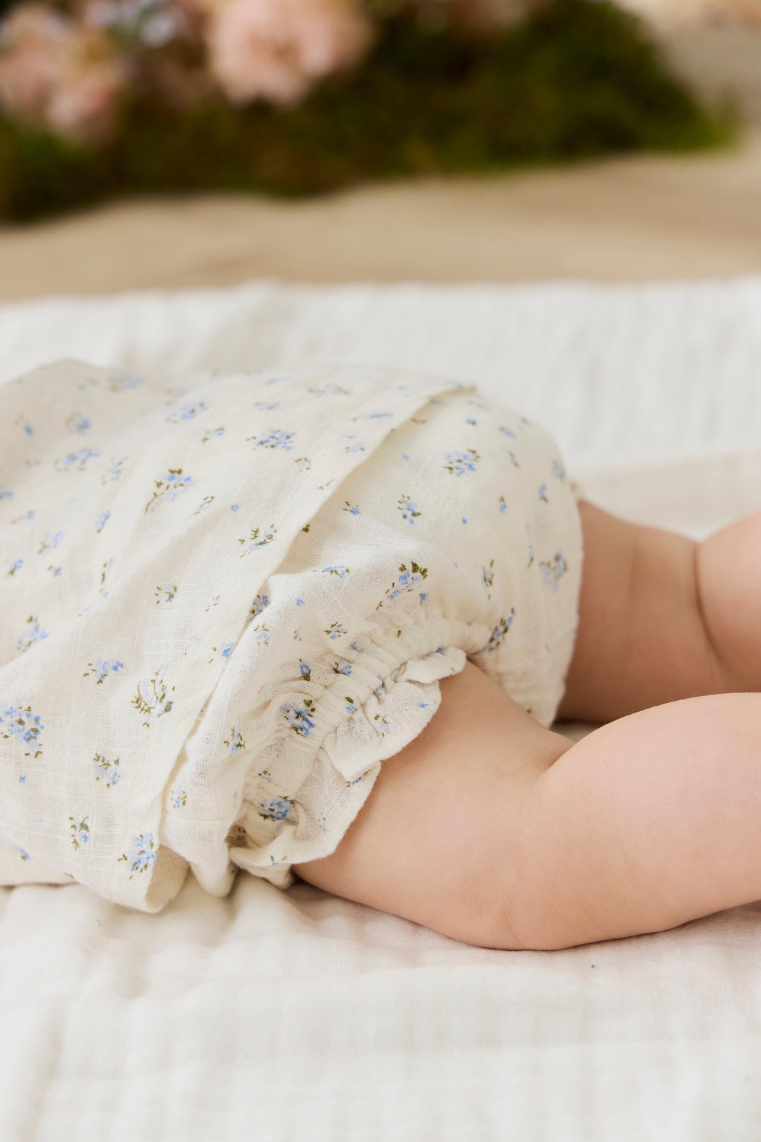 Organic Cotton Frill Bloomer - Juniper Fields Blue Childrens Bloomer from Jamie Kay Australia