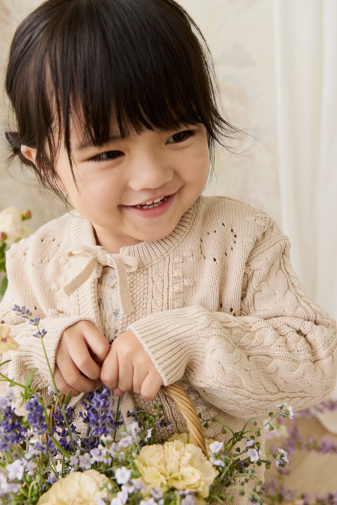 Josephine Cardigan - Light Oatmeal Marle Childrens Top from Jamie Kay Australia