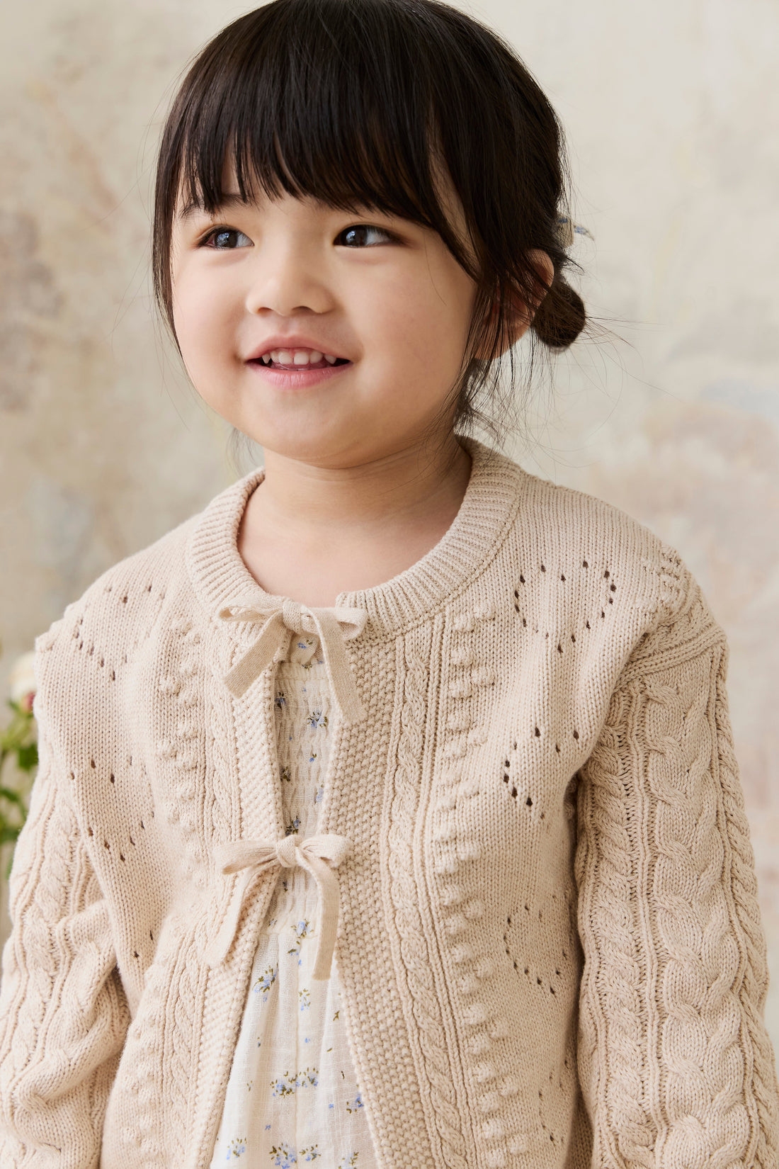 Josephine Cardigan - Light Oatmeal Marle Childrens Top from Jamie Kay Australia