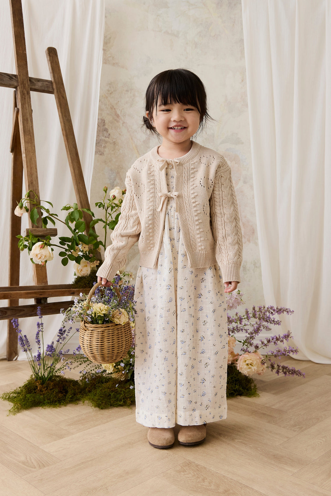 Josephine Cardigan - Light Oatmeal Marle Childrens Top from Jamie Kay Australia