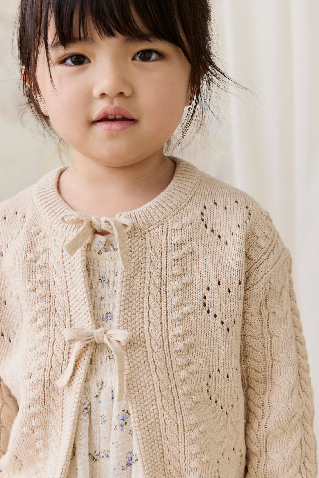 Josephine Cardigan - Light Oatmeal Marle Childrens Top from Jamie Kay Australia