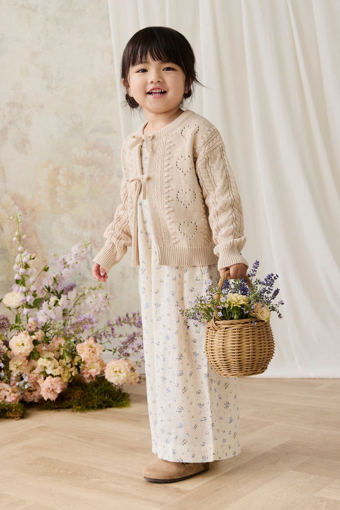 Josephine Cardigan - Light Oatmeal Marle Childrens Top from Jamie Kay Australia