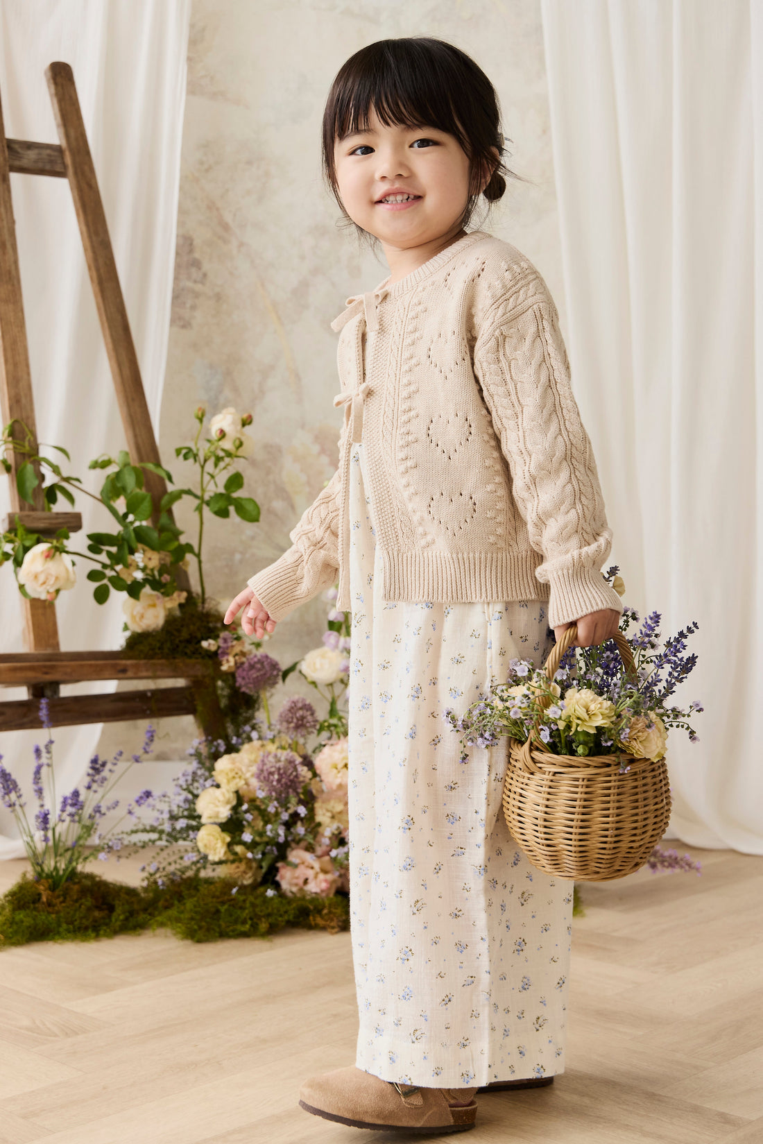 Josephine Cardigan - Light Oatmeal Marle Childrens Top from Jamie Kay Australia