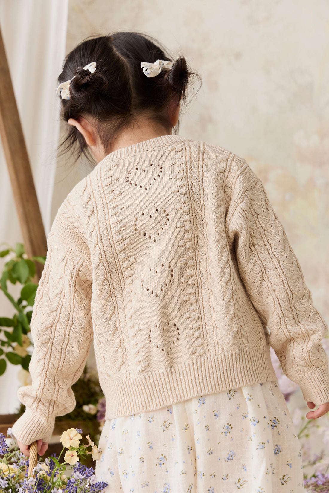 Josephine Cardigan - Light Oatmeal Marle Childrens Top from Jamie Kay Australia