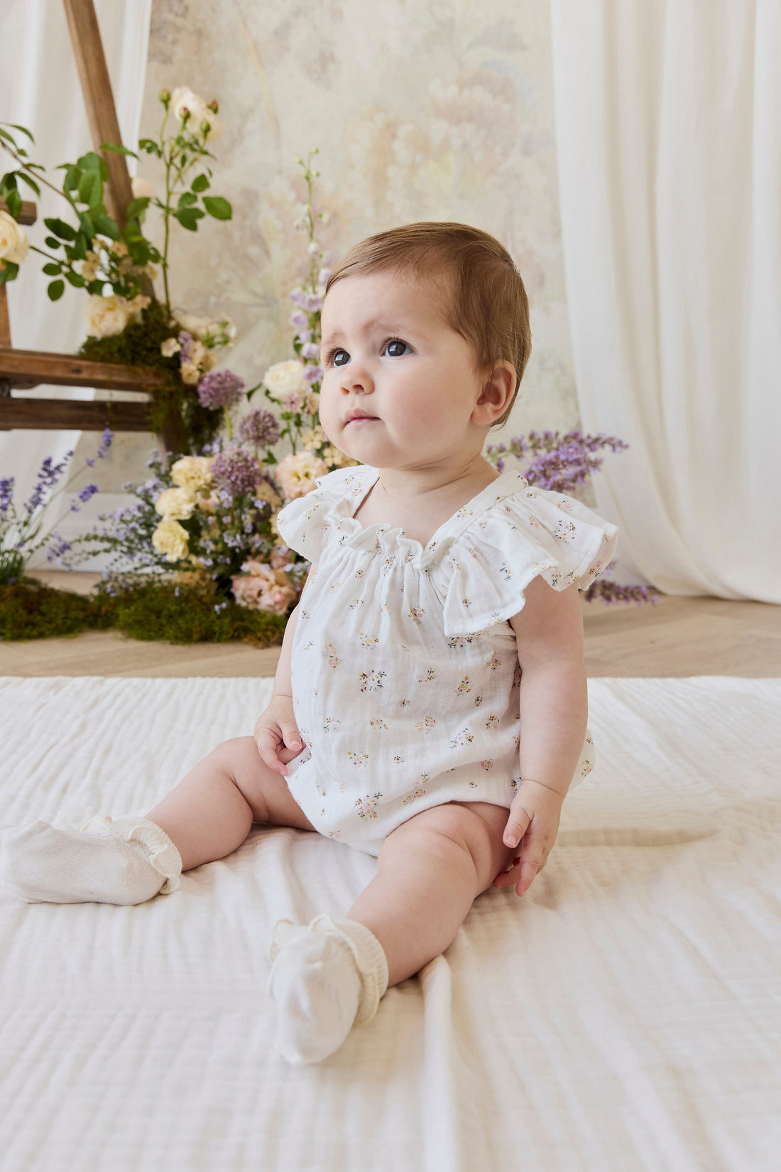Organic Cotton Muslin Harriet Playsuit - Ayla Whisper Childrens Playsuit from Jamie Kay Australia