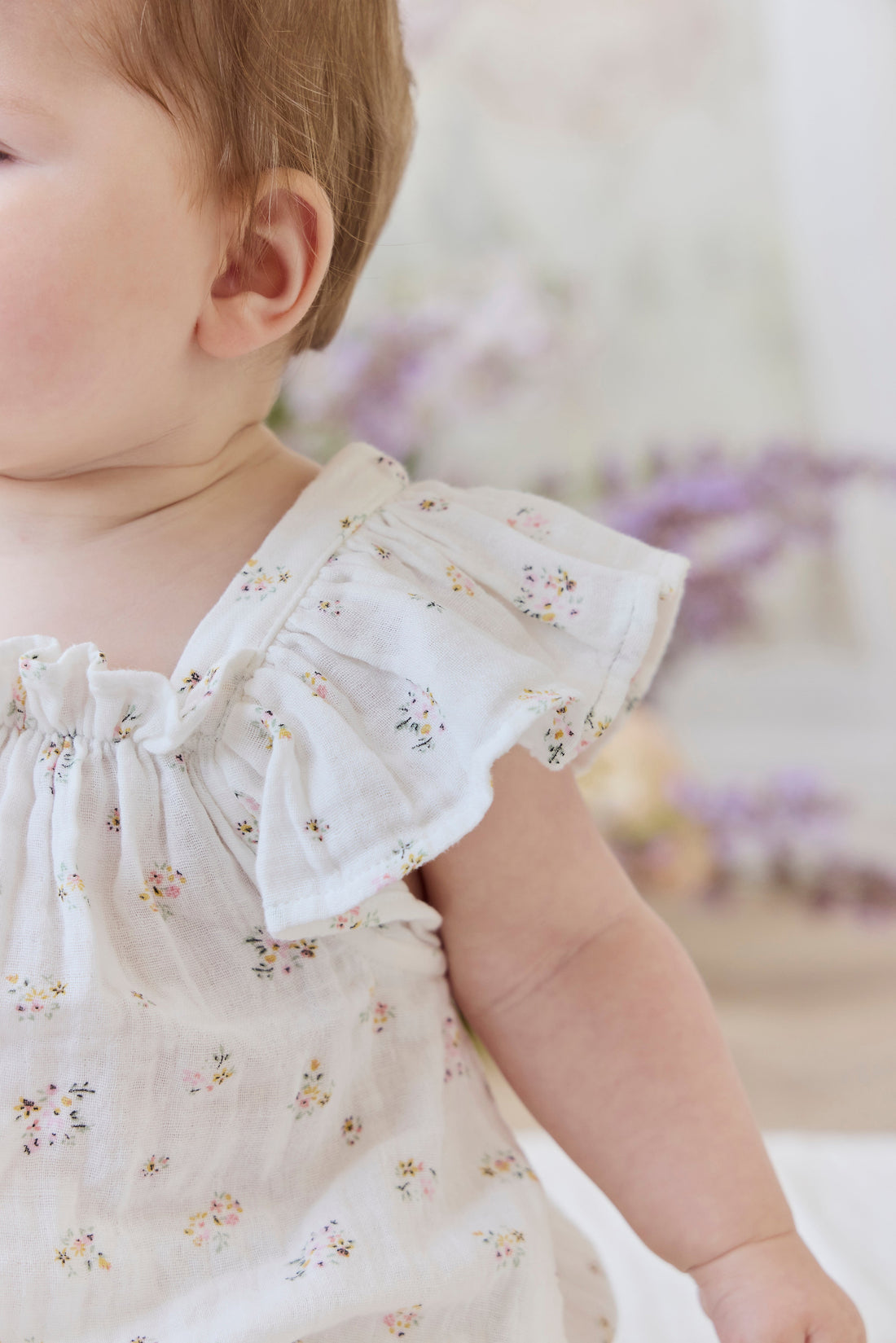 Organic Cotton Muslin Harriet Playsuit - Ayla Whisper Childrens Playsuit from Jamie Kay Australia